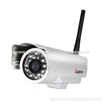 Wireless Water-resistant Night Vision Network Camera with Long-range IR, Supports Wi-Fi Connection